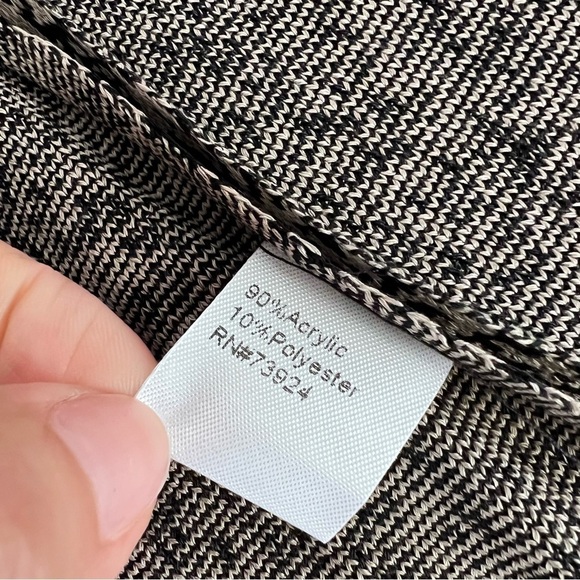 Ming Wang Cardigan Women Small Sweater Mid Length Tan Black 3/4 Sleeve Knit B6 - Picture 11 of 11